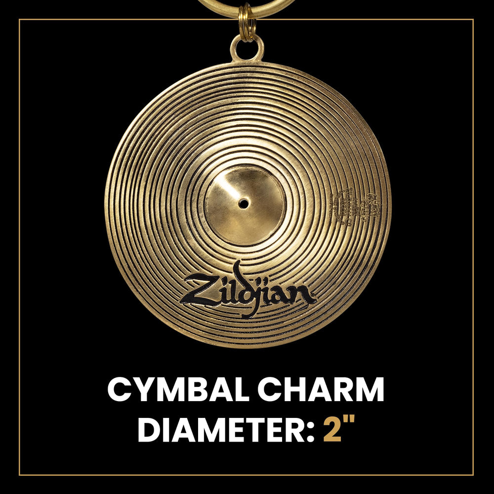 Zildjian keychain clipped to backpack zipper offering style and easy access