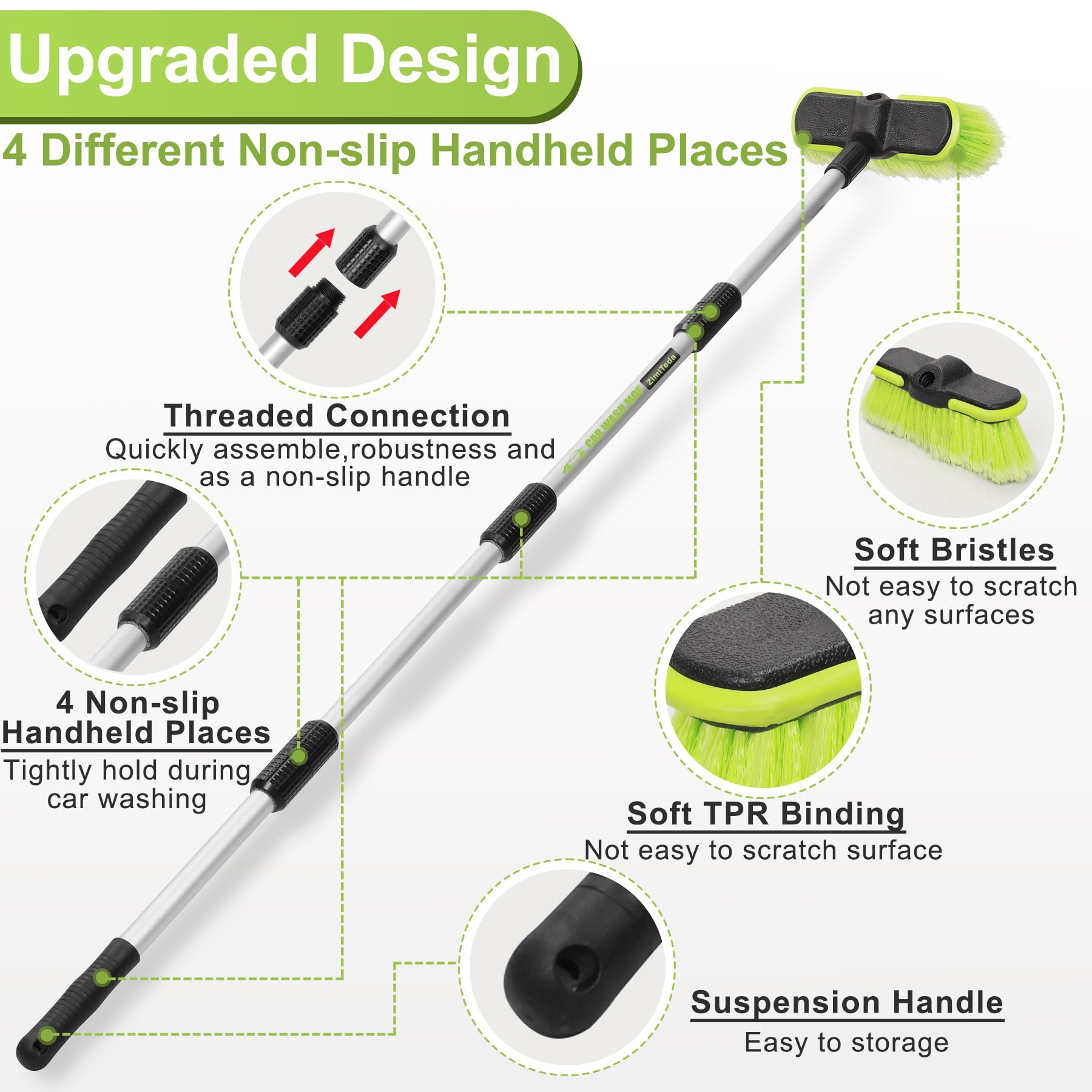 ZimiTeda soft bristles close-up protecting paint while cleaning