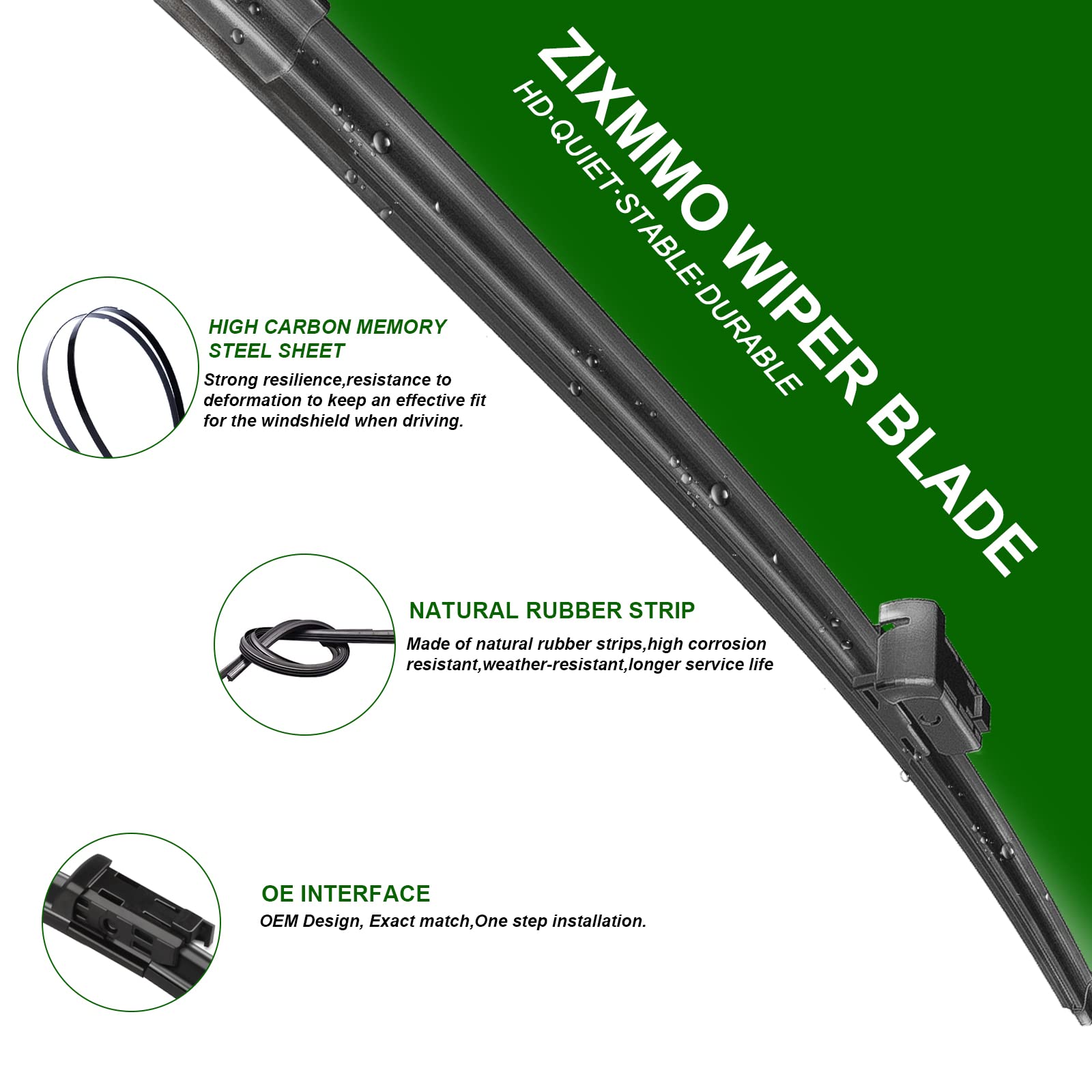 ZIXMMO driver blade close-up showing rubber edge for smooth wiping