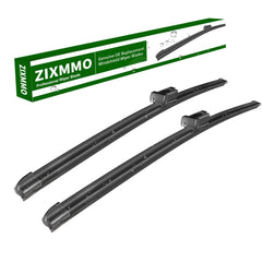 ZIXMMO front packaging showing 26" and 19" wiper blades, clear fit information