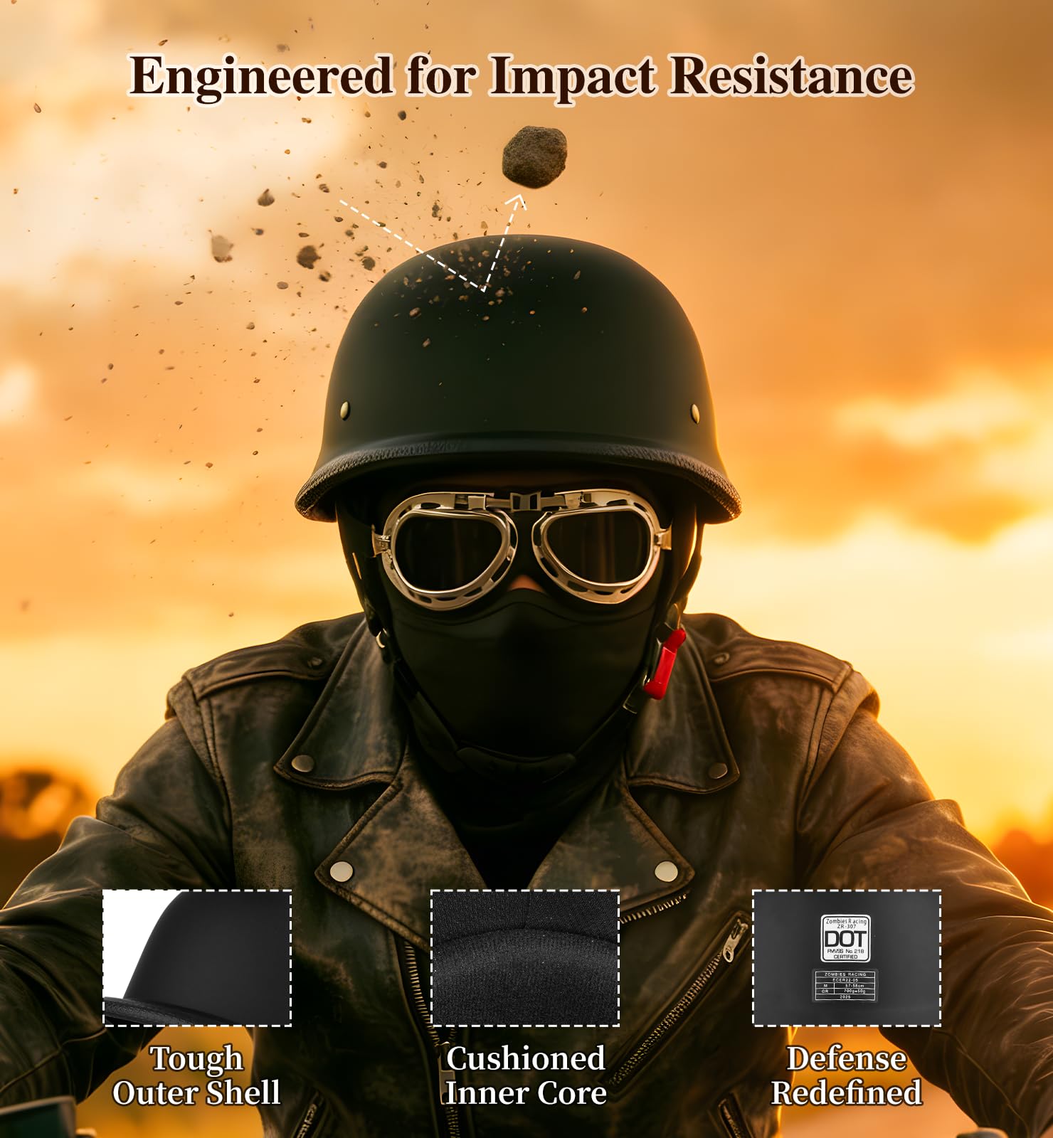 ZIYOGIFT helmet pictured with detachable black face shield for wind protection and privacy