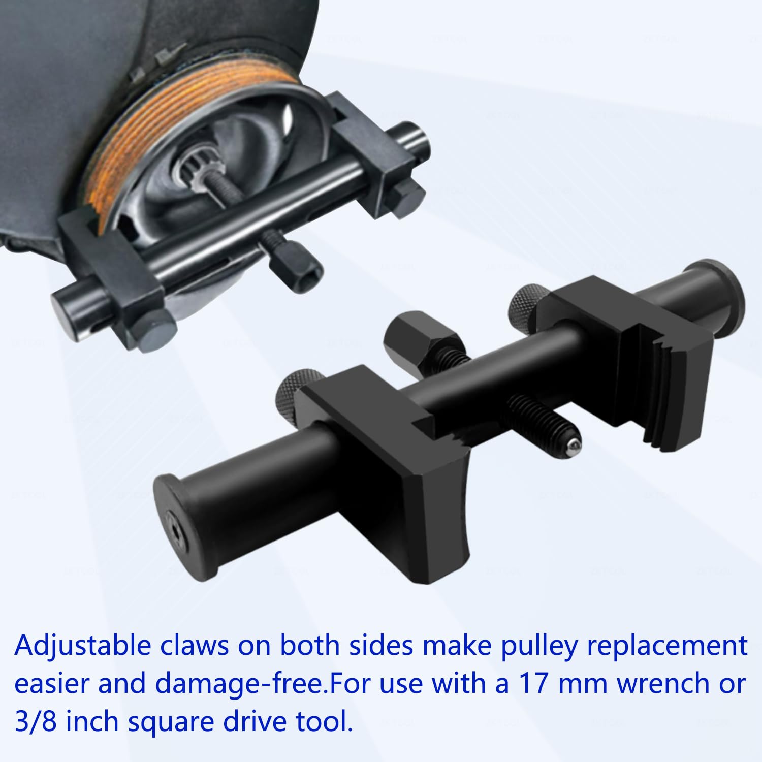 ZKTOOL in-use on crankshaft illustrating safe, damage-free extraction