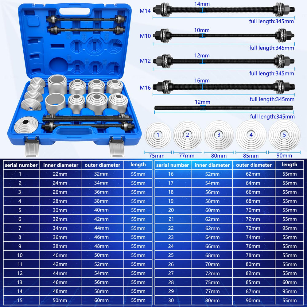 ZKTOOL sleeve size array laid out to identify correct diameter fit