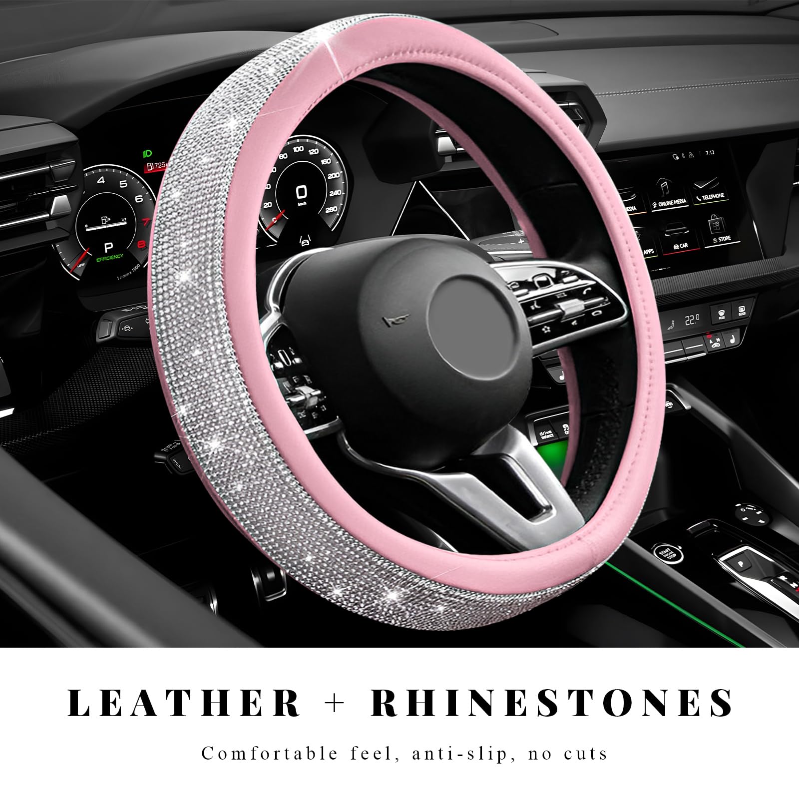 ZNDAW installed steering wheel cover in car interior providing elegant personalized look