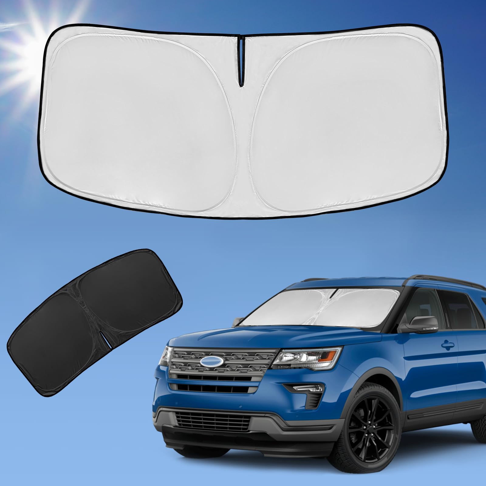 ZOIBV front view on Explorer windshield showing full coverage benefit
