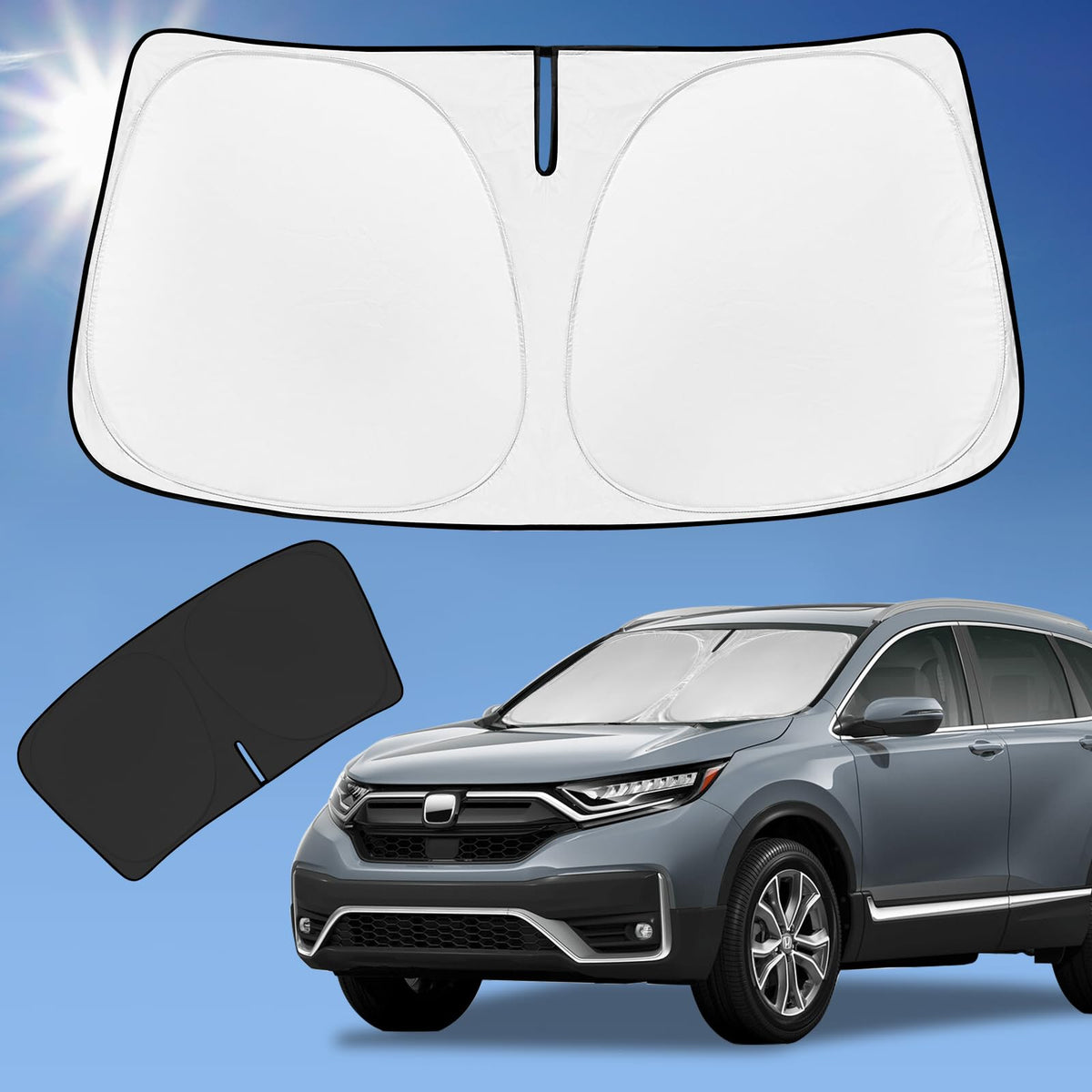 ZOIBV front view sun shade on Honda CR-V blocking sun and heat