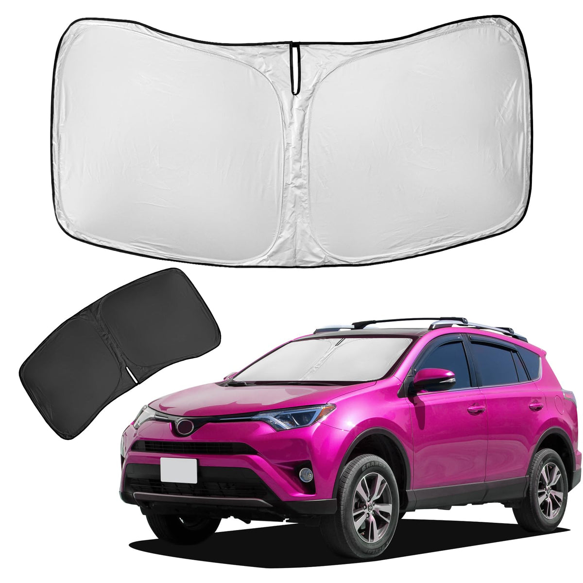 ZOIBV front view on RAV4 showing full windshield coverage and cooling benefit