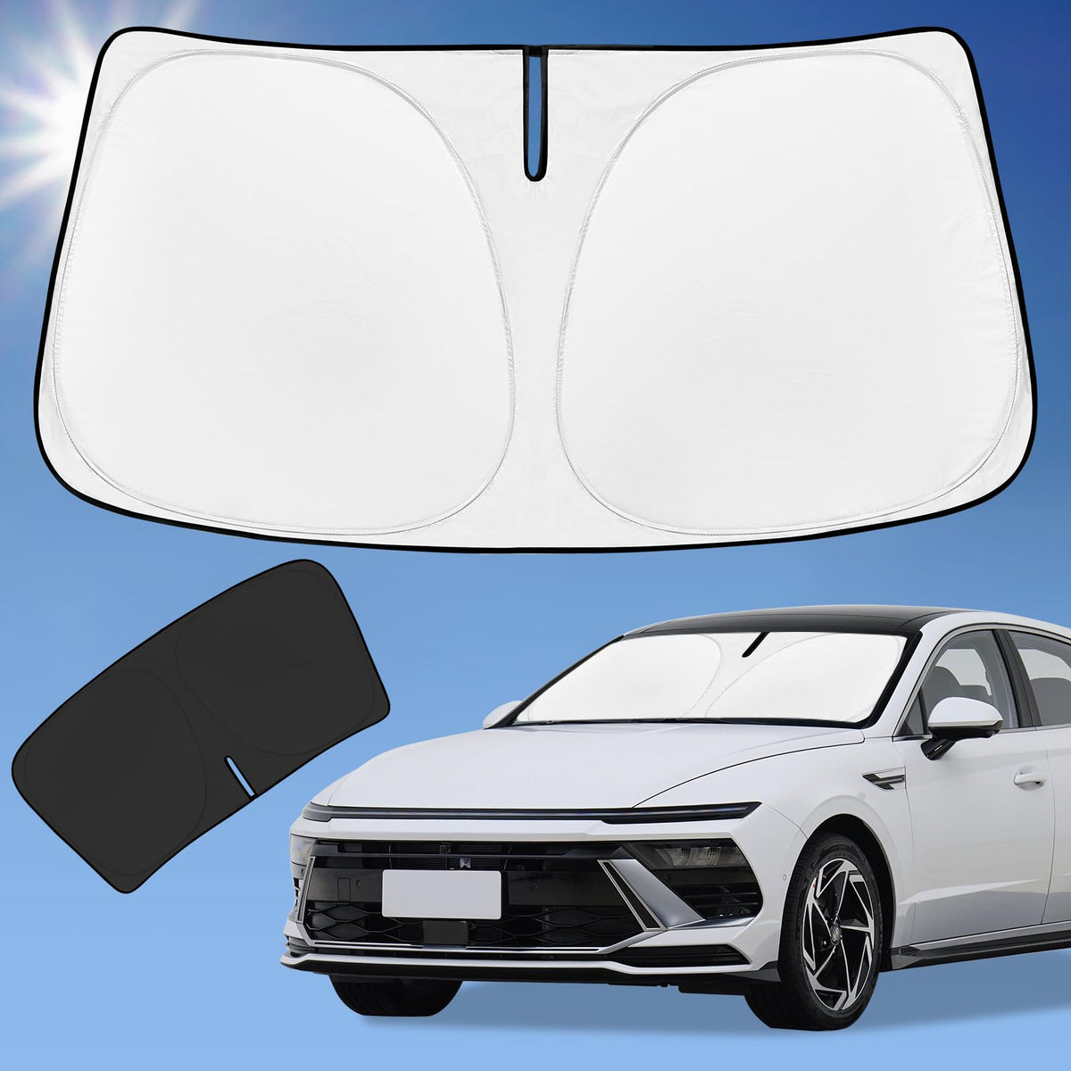 ZOIBV front view installed on Sonata windshield reduces cabin heat