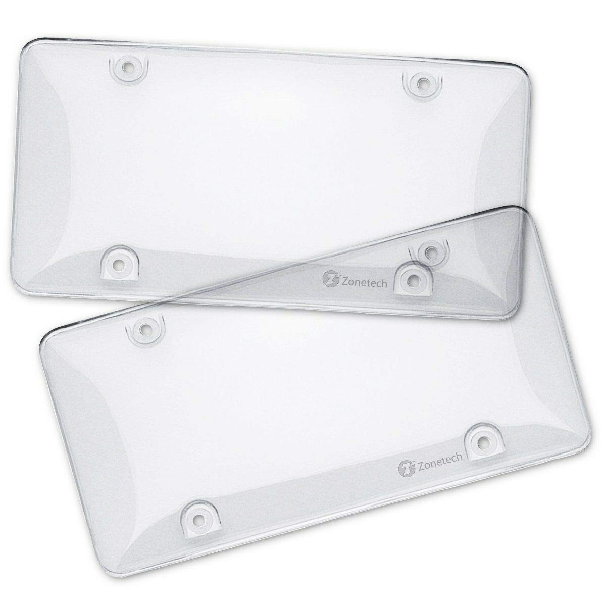 ZONETECH front view clear license plate cover showing discreet protection