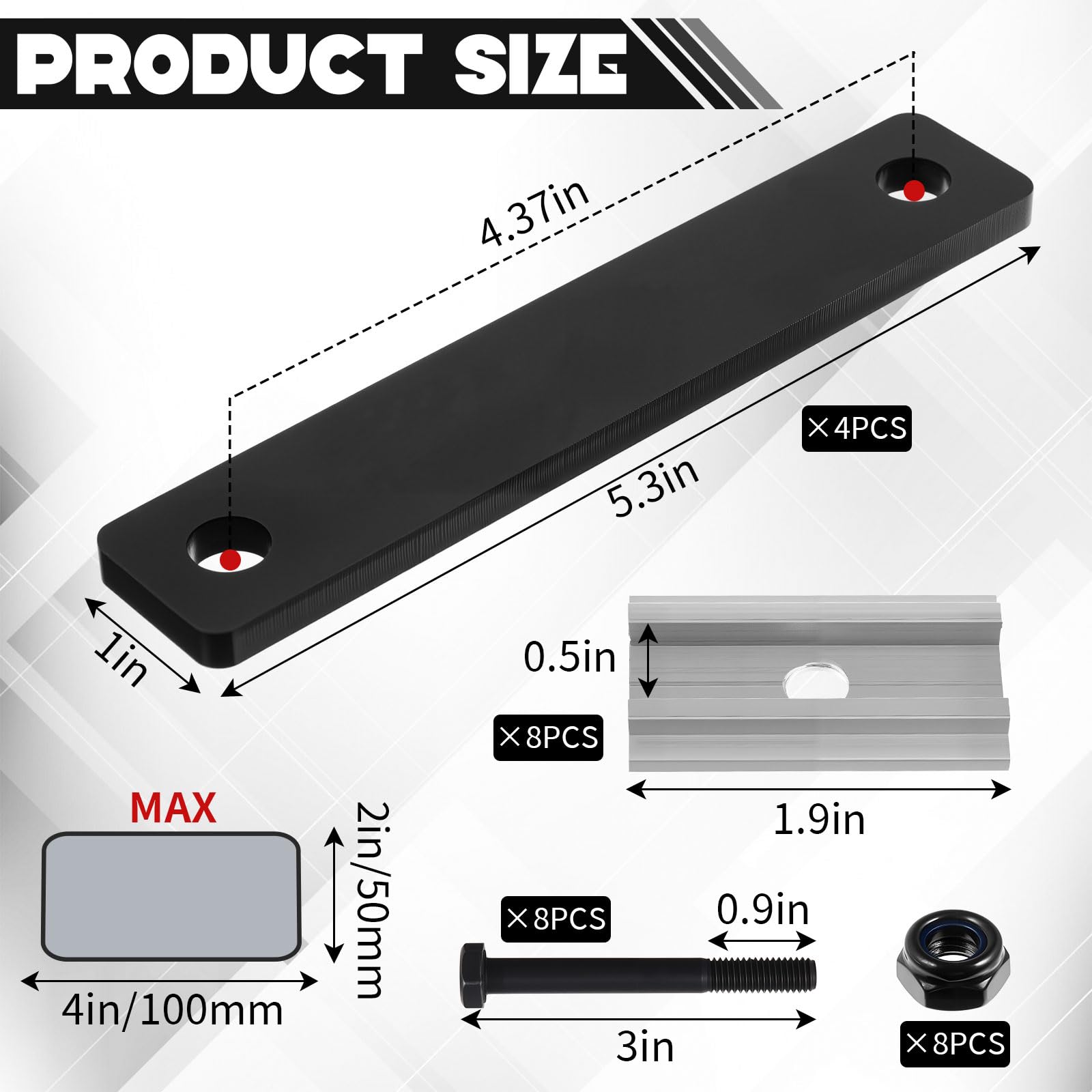 Zonon close-up of black steel block showing durable finish and load strength