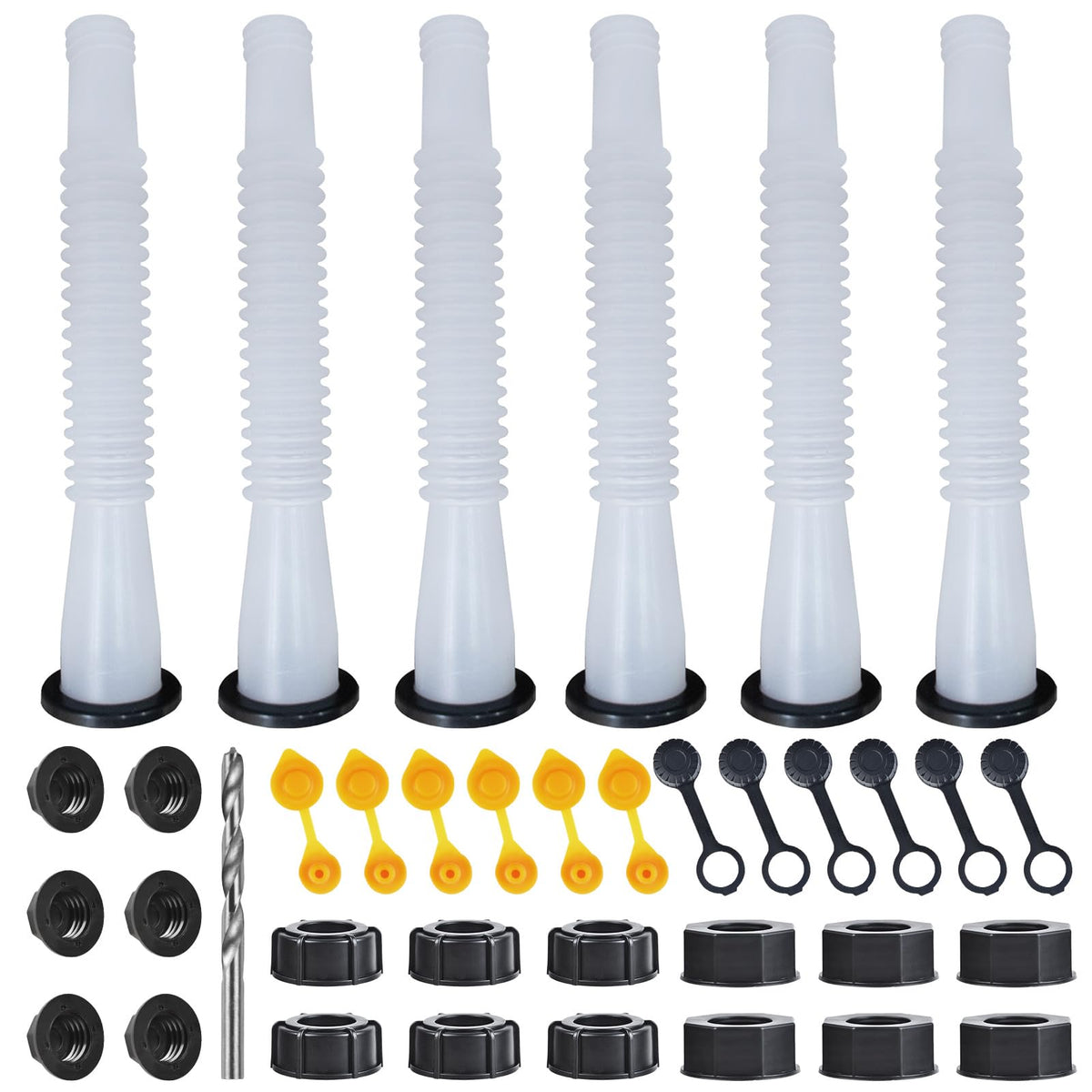 Zoolowua front packaging showing six white replacement gas spouts and collars for quick refit