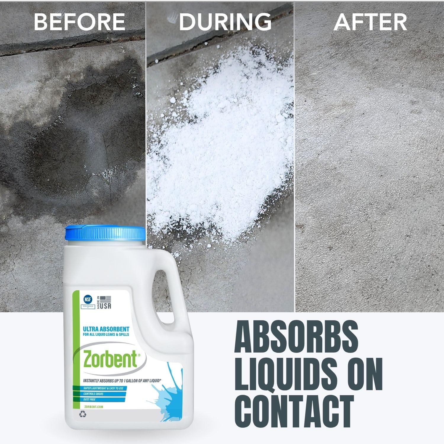 Zorbent in use on kitchen floor quickly absorbing vomit for fast cleanup