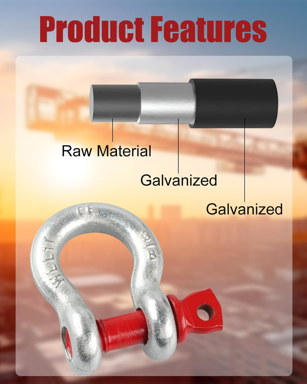 ZORUNNA shackle beside ruler showing 3/8" scale and accurate sizing benefit