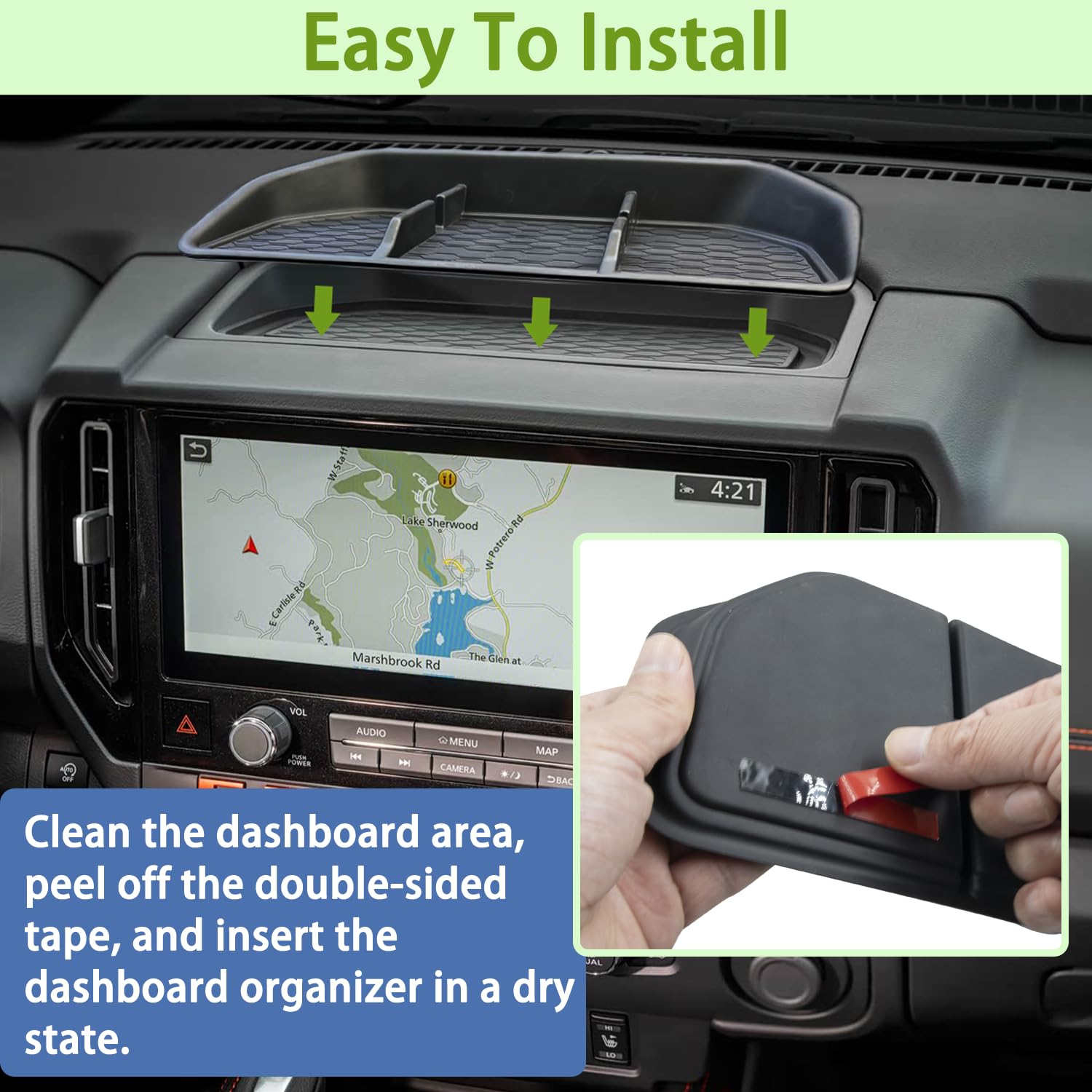 ZOXOQ adhesive backing detail showing tool-free installation benefit