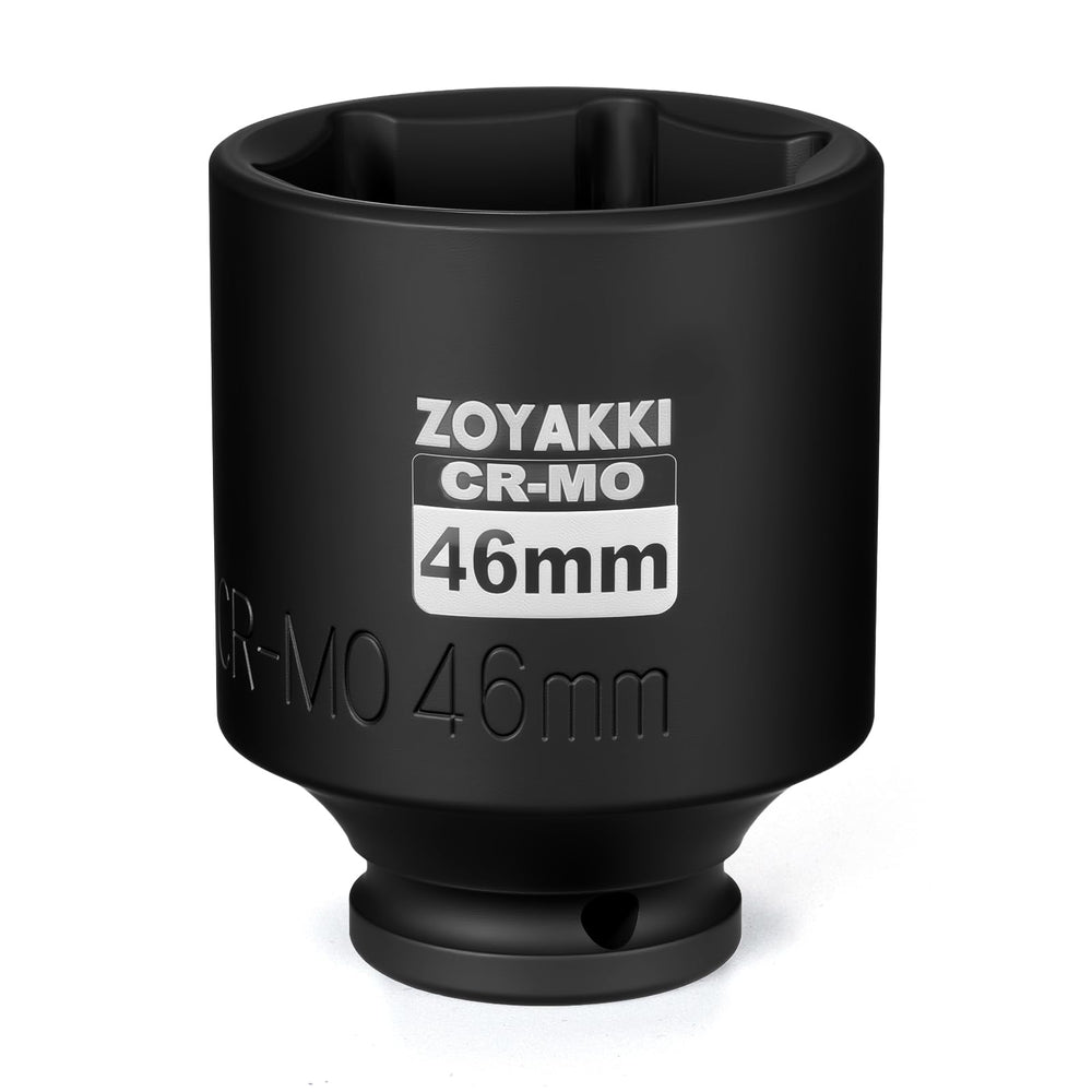 zoyakki front view of 46mm socket showing hex mouth and deep well for durable gripping