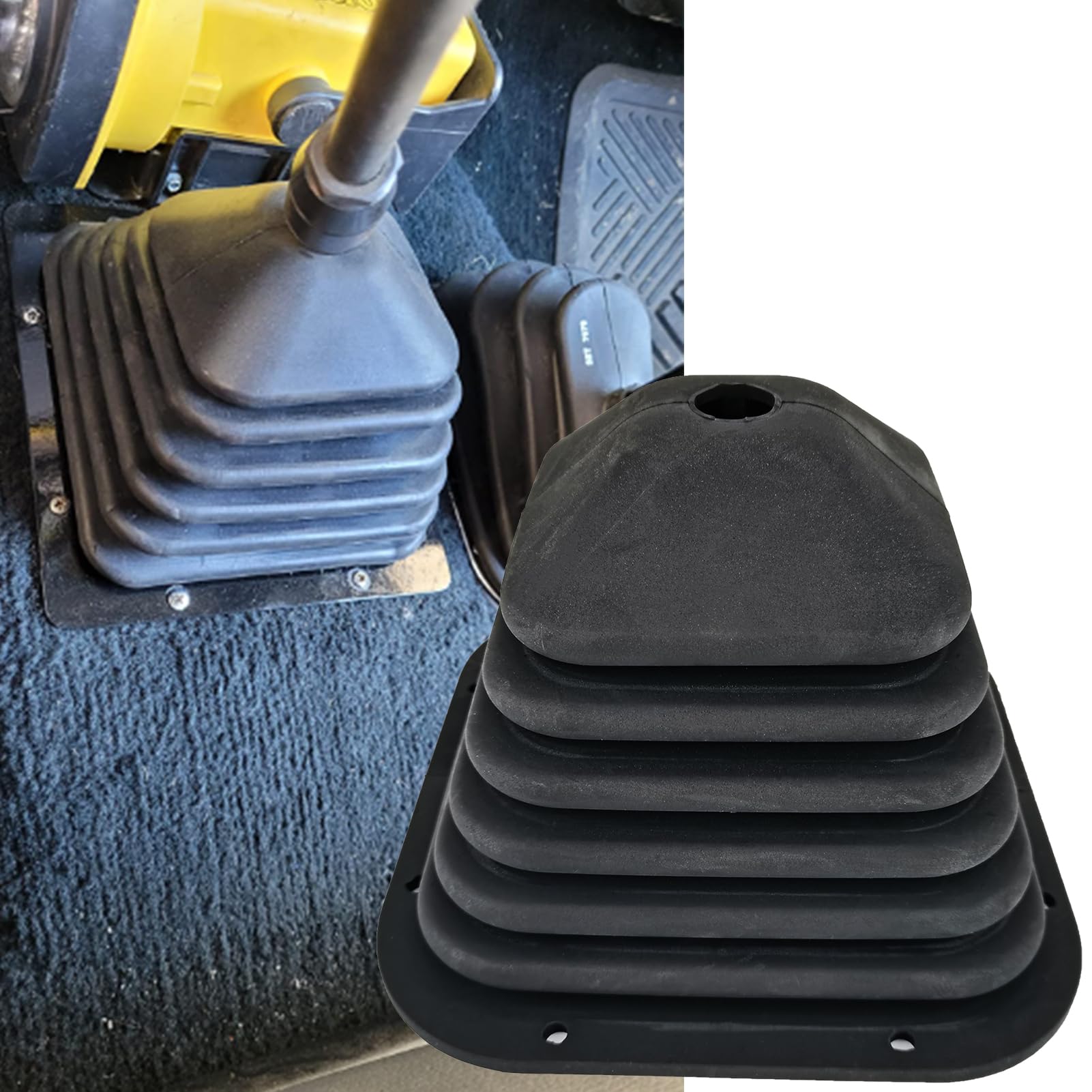 ZUVELLO shift boot next to ruler showing dimensions for correct fitment