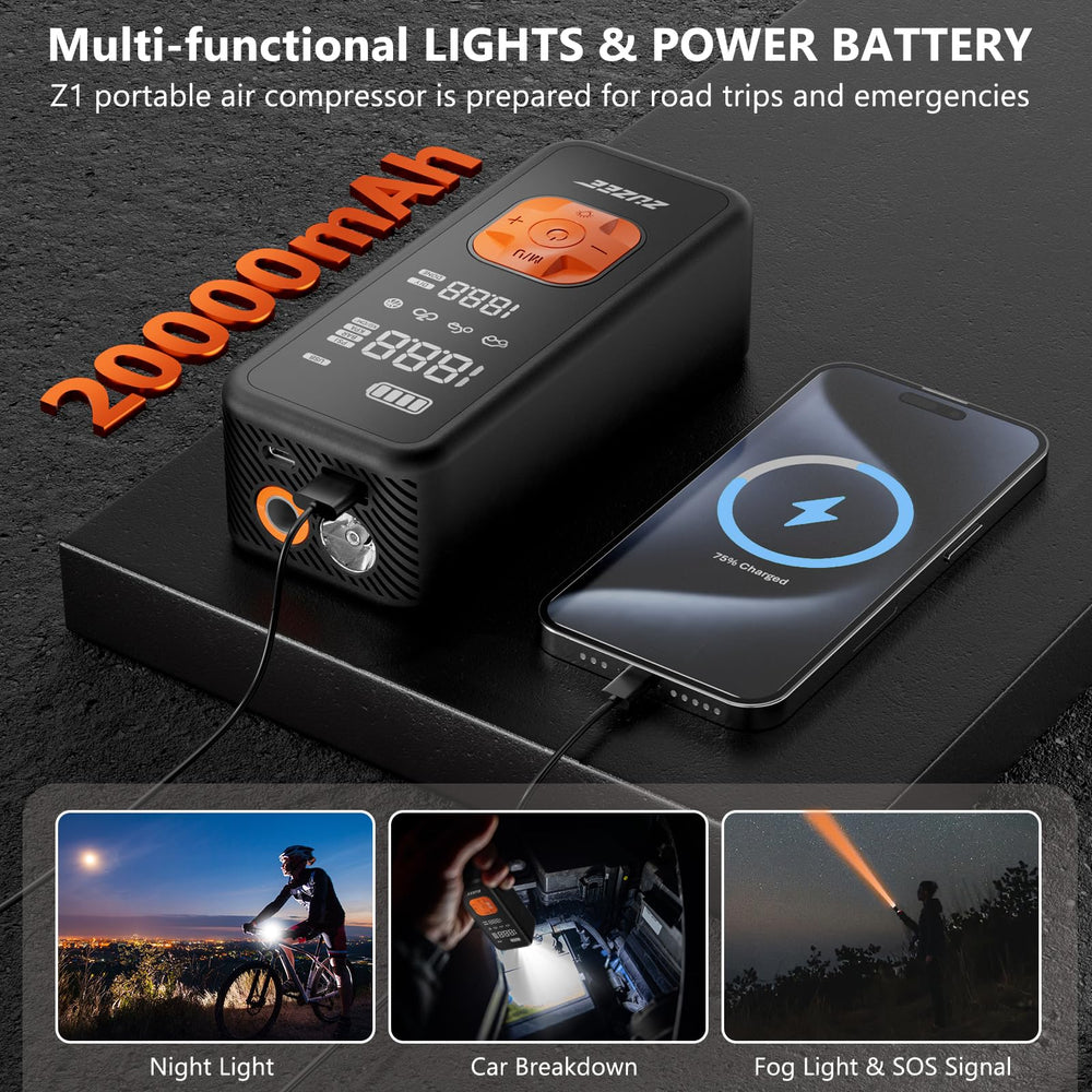 ZUZEE Z1 battery and ports visible indicating long runtime and dual power