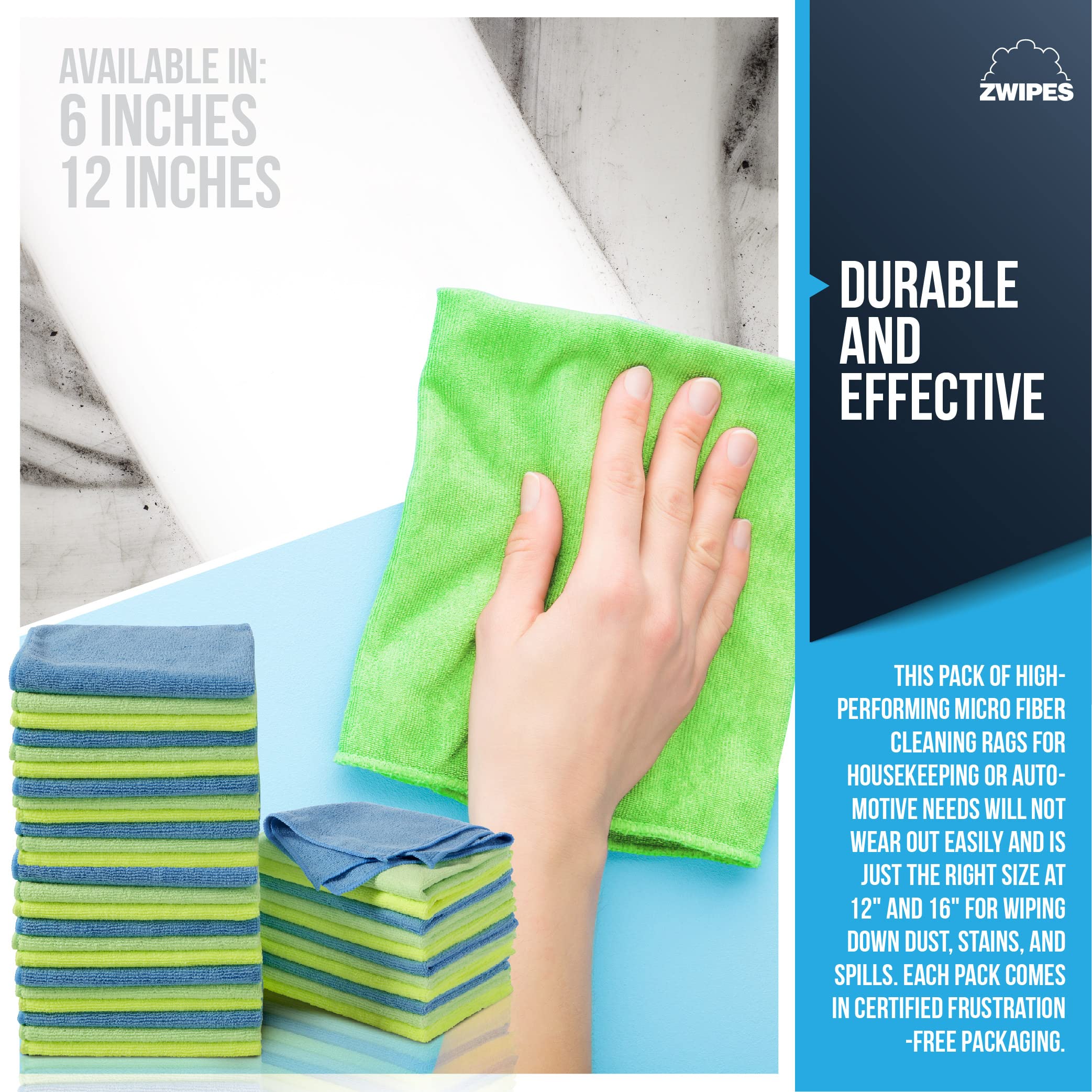 Zwipes towel wiping kitchen counter streak-free with visible shine