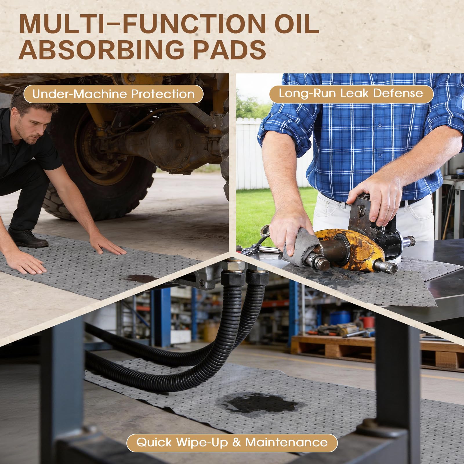 ZXQDRE mat in a busy workshop scene, showing practical spill control and maintained work area