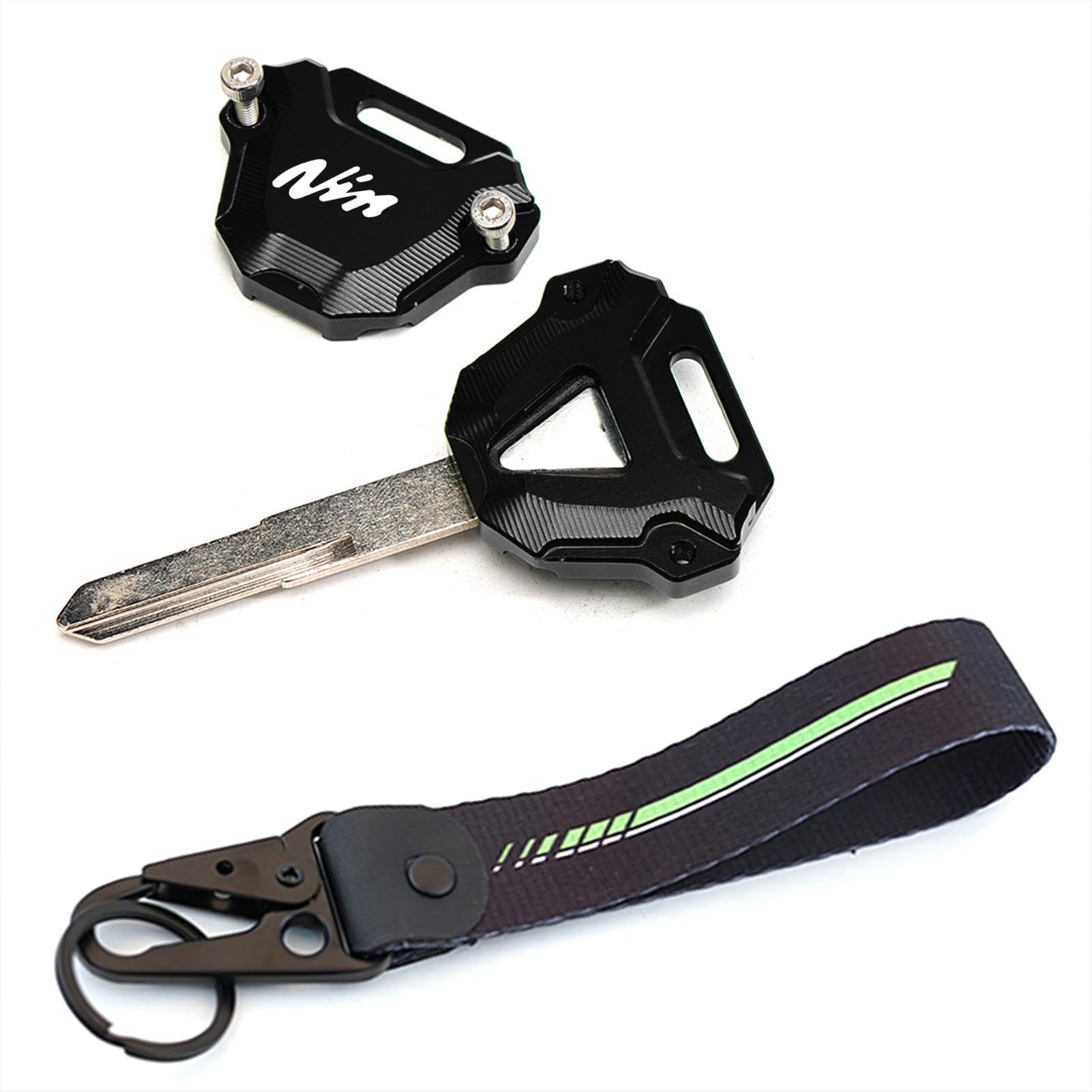 ZYAKOMO key cover on a bike key near helmet showing matching sportbike style
