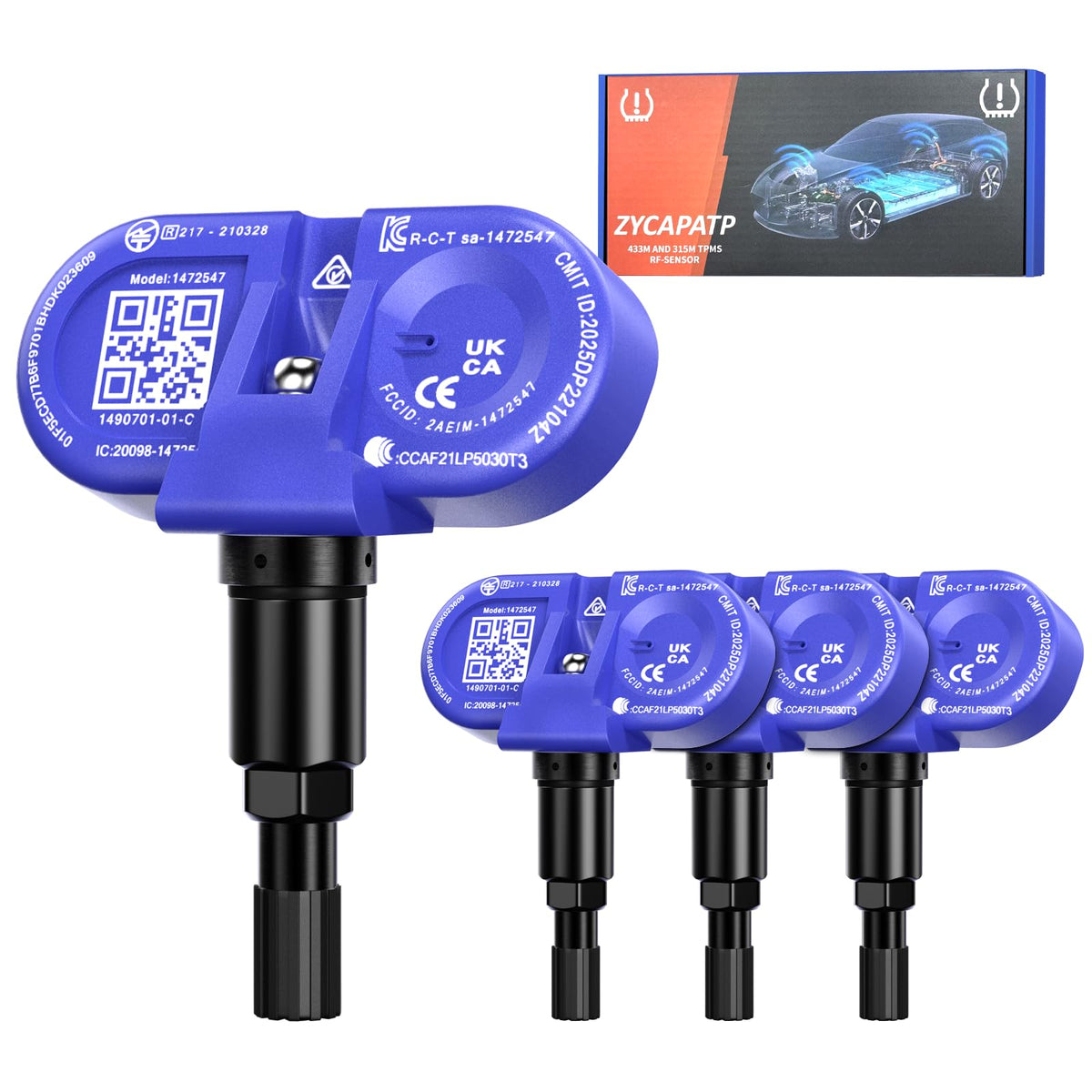ZYCAPATP TPMS sensor front view showing durable housing and fit