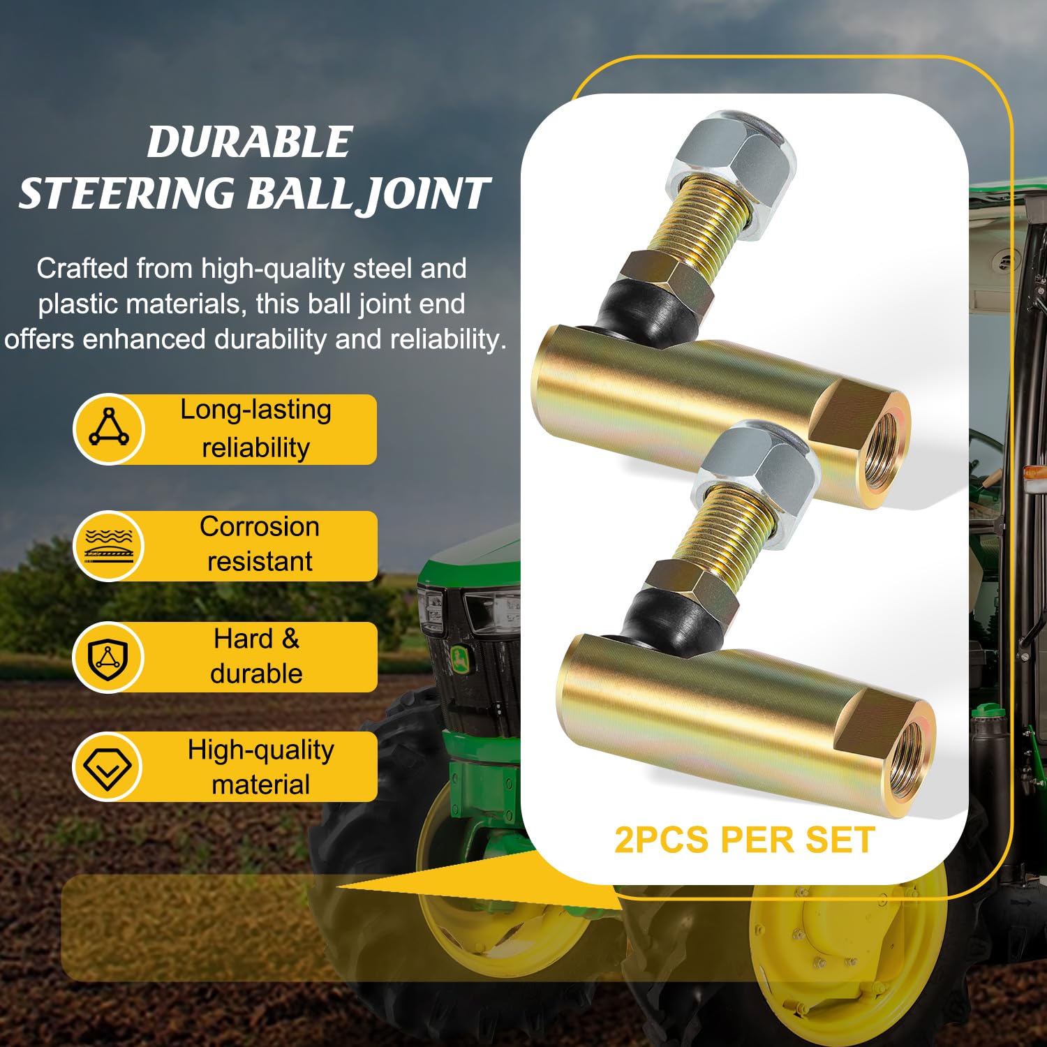 Zymurgoes tie rod end mounted on tractor steering linkage restoring control