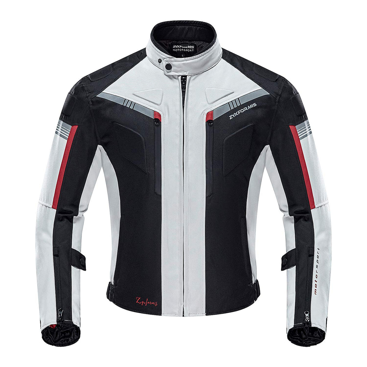 Zyxformis front view jacket showing pockets and fit for safe riding