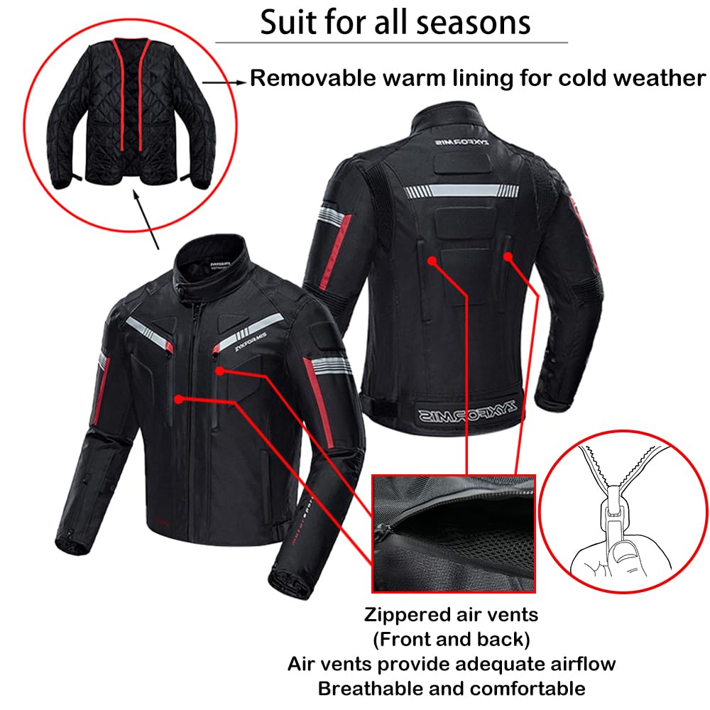 Rider wearing Zyxformis jacket commuting, showing protective fit and comfort